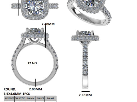 Printable 3D jewelry model of Solitaire Lady Ring with Diamond 3D Модель