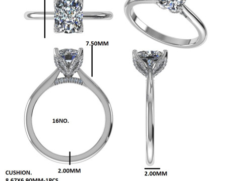 Printable 3D jewelry model of Solitaire Lady Ring with Diamond 3D Model