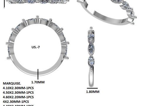 Printable 3D jewelry model of Solitaire Lady Ring with Diamond Modèle 3D