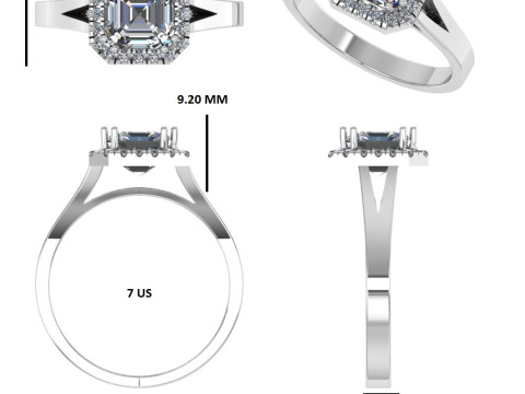Printable 3D jewelry model of Solitaire Lady Ring with Diamond Modèle 3D