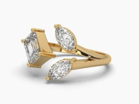 Modello di gioiello 3D stampabile di Solitaire Lady Ring con diamante Modello 3D