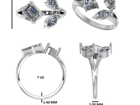 Printable 3D jewelry model of Solitaire Lady Ring with Diamond 3D Model