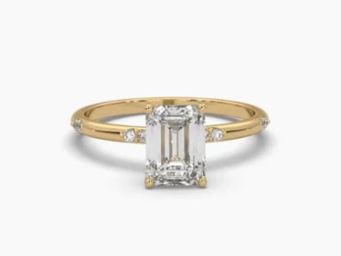 डायमंड के साथ सॉलिटेयर लेडी रिंग का प्रिंट करने योग्य 3डी आभूषण मॉडल 3D मॉडल