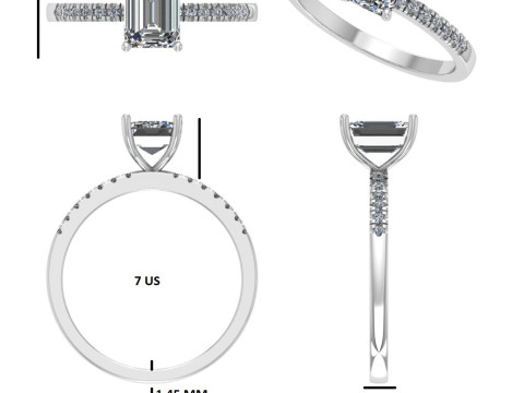 Printable 3D jewelry model of Solitaire Lady Ring with Diamond Modelo 3D