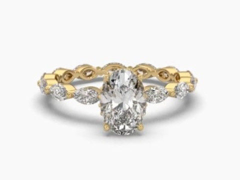 Printable 3D jewelry model of Solitaire Lady Ring with Diamond Modèle 3D