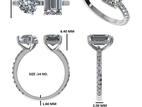 Printable 3D jewelry model of Solitaire Lady Ring with Diamond Modello 3D