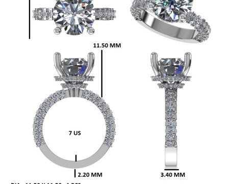 Printable 3D jewelry model of Solitaire Lady Ring with Diamond 3D Modell