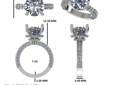 Printable 3D jewelry model of Solitaire Lady Ring with Diamond 3D Model