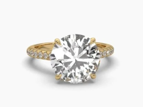 Modelo de joia 3D para impress&atilde;o de Solitaire Lady Ring com diamante Modelo 3D