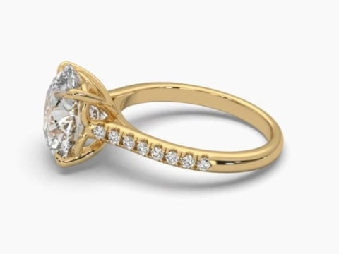 Printable 3D jewelry model of Solitaire Lady Ring with Diamond Modèle 3D