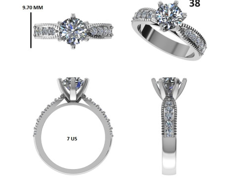Printable 3D jewelry model of Solitaire Lady Ring with Diamond 3D Modell