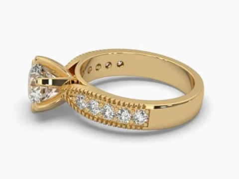 डायमंड के साथ सॉलिटेयर लेडी रिंग का प्रिंट करने योग्य 3डी आभूषण मॉडल 3D मॉडल