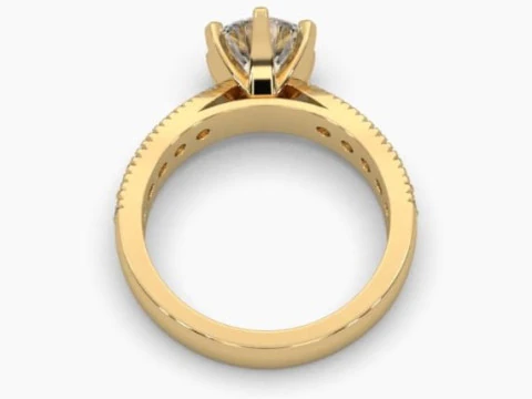 डायमंड के साथ सॉलिटेयर लेडी रिंग का प्रिंट करने योग्य 3डी आभूषण मॉडल 3D मॉडल