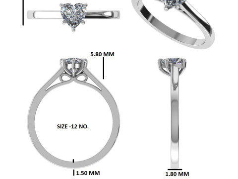 Printable 3D jewelry model of Solitaire Lady Ring with Diamond Modelo 3D