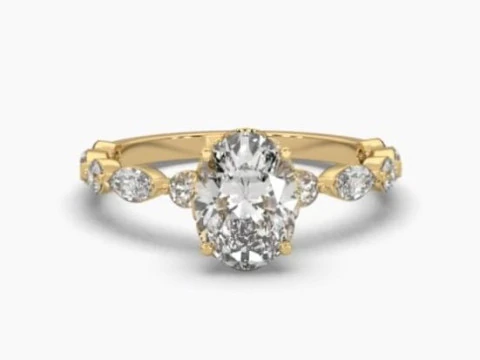 Pırlantalı Tek Taş Bayan Yüzük yazdırılabilir 3D takı modeli 3D Model