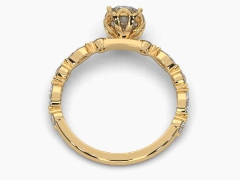 Printable 3D jewelry model of Solitaire Lady Ring with Diamond 3D 모델