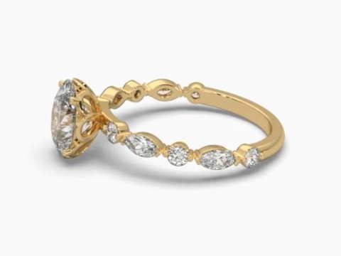 Printable 3D jewelry model of Solitaire Lady Ring with Diamond 3D 모델