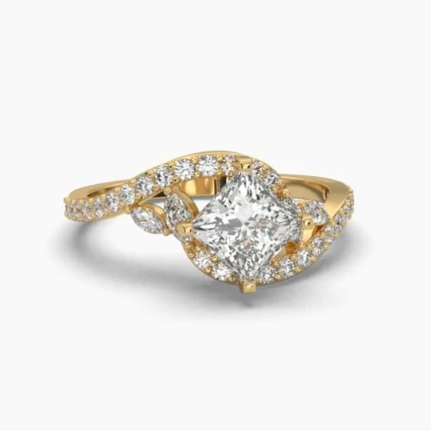Printable 3D jewelry model of Solitaire Lady Ring with Diamond 3D Model .c4d .max .obj .3ds .fbx .stl .blend