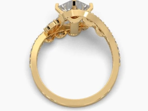 Printable 3D jewelry model of Solitaire Lady Ring with Diamond 3D Model