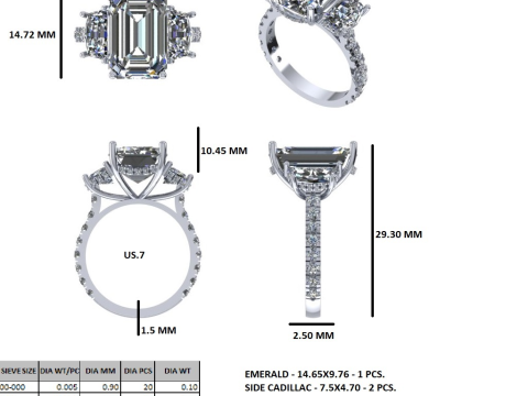 Printable 3D jewelry model of Solitaire Lady Ring with Diamond Modelo 3D