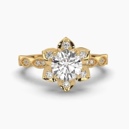 Printable 3D jewelry model of Solitaire Lady Ring with Diamond 3D Model .c4d .max .obj .3ds .fbx .stl .blend 