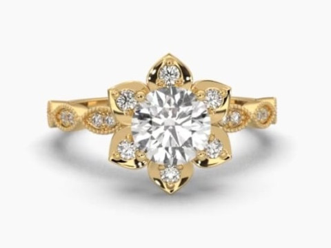 Printable 3D jewelry model of Solitaire Lady Ring with Diamond 3D Модель
