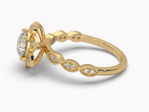 Printable 3D jewelry model of Solitaire Lady Ring with Diamond 3D Model