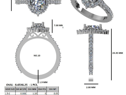 Printable 3D jewelry model of Solitaire Lady Ring with Diamond 3D Model