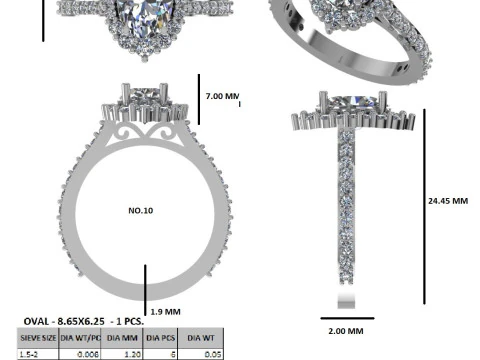 Printable 3D jewelry model of Solitaire Lady Ring with Diamond 3D Model