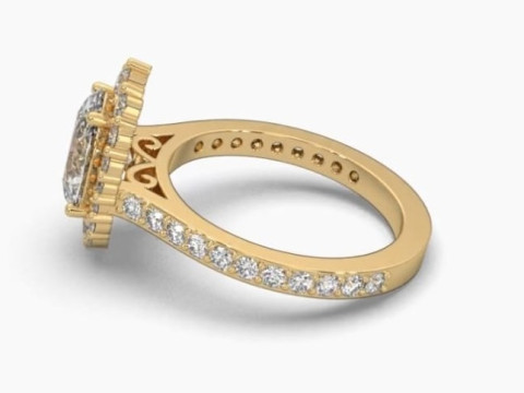 Printable 3D jewelry model of Solitaire Lady Ring with Diamond 3D Model