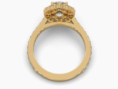 Printable 3D jewelry model of Solitaire Lady Ring with Diamond 3D Model