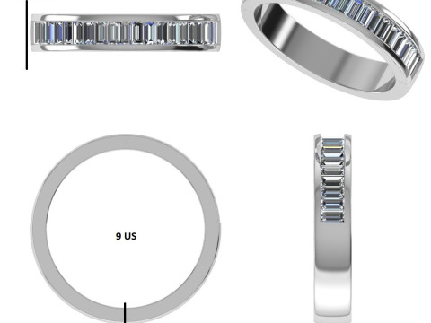 Printable 3D jewelry model of Solitaire Lady Ring with Diamond Modèle 3D