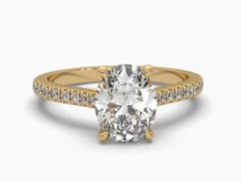 Modello di gioiello 3D stampabile di Solitaire Lady Ring con diamante Modello 3D