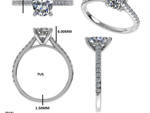 Printable 3D jewelry model of Solitaire Lady Ring with Diamond 3D Model