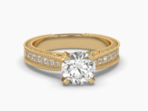 Pırlantalı Tek Taş Bayan Y&uuml;z&uuml;k yazdırılabilir 3D takı modeli 3D Model