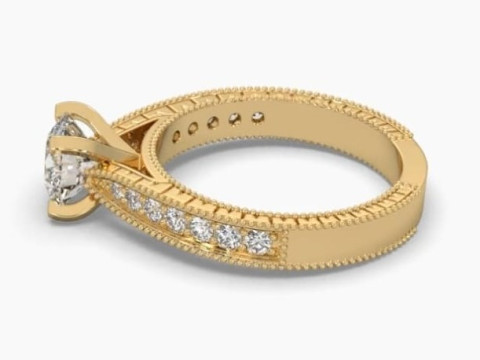 Printable 3D jewelry model of Solitaire Lady Ring with Diamond Modèle 3D
