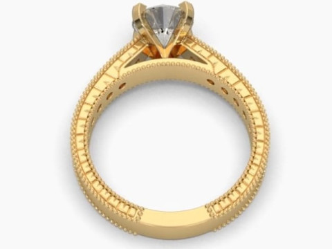 Printable 3D jewelry model of Solitaire Lady Ring with Diamond Modèle 3D