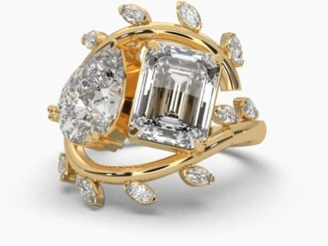 Тривимірна модель ювелірного виробу Solitaire Lady Ring з діамантом для друку 3D Модель