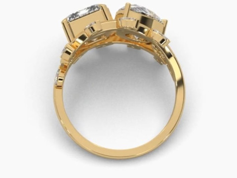 Printable 3D jewelry model of Solitaire Lady Ring with Diamond Modèle 3D