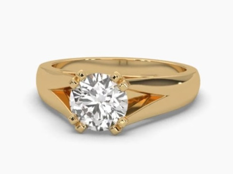 Printable 3D jewelry model of Solitaire Lady Ring with Diamond Modèle 3D