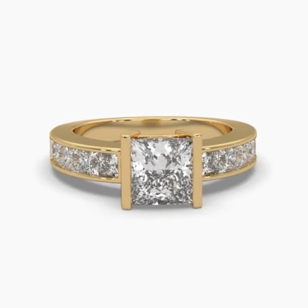 Printable 3D jewelry model of Solitaire Lady Ring with Diamond 3D Model .c4d .max .obj .3ds .fbx .stl .blend 