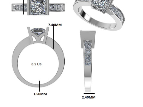 Printable 3D jewelry model of Solitaire Lady Ring with Diamond Model 3D