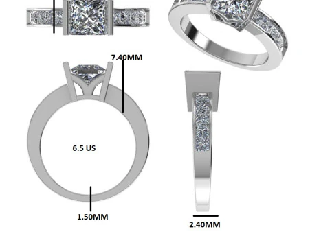 Printable 3D jewelry model of Solitaire Lady Ring with Diamond 3D Model