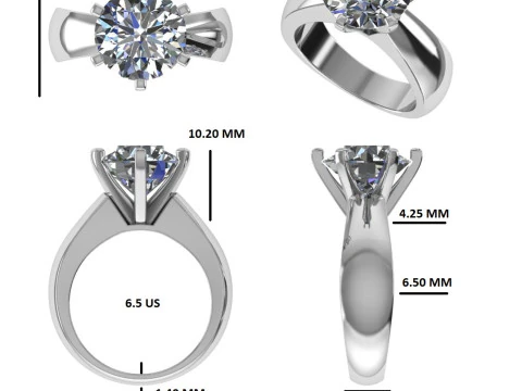 Printable 3D jewelry model of Solitaire Lady Ring with Diamond 3D Model