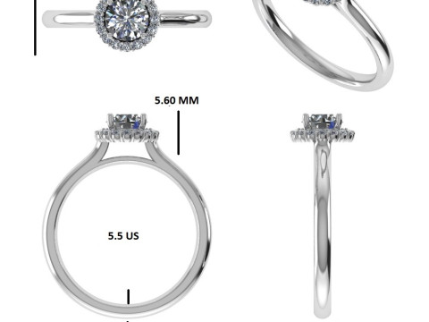 Printable 3D jewelry model of Solitaire Lady Ring with Diamond 3D Модель