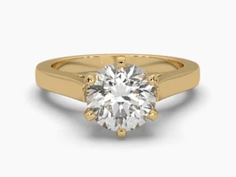 ダイヤモンド付きソリティア レディ リングの印刷可能な 3D ジュエリー モデル 3Dモデル