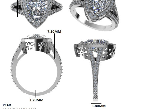 Printable 3D jewelry model of Solitaire Lady Ring with Diamond Modèle 3D