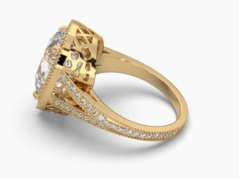 Printable 3D jewelry model of Solitaire Lady Ring with Diamond Modèle 3D