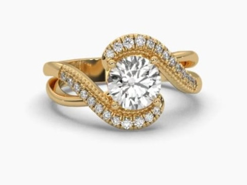 Printable 3D jewelry model of Solitaire Lady Ring with Diamond 3D Model