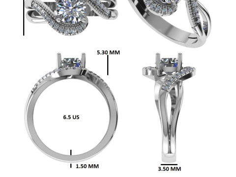 Printable 3D jewelry model of Solitaire Lady Ring with Diamond 3D Модель